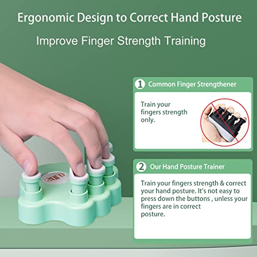 Moreup Piano Finger Trainers, Hand Grip Exerciser Ergonomic Training Finger Pressing Posture Correction Tool for Guitar Piano Trigger Finger Training Arthritis Therapy and Grip 2PCS/Set - Image 2