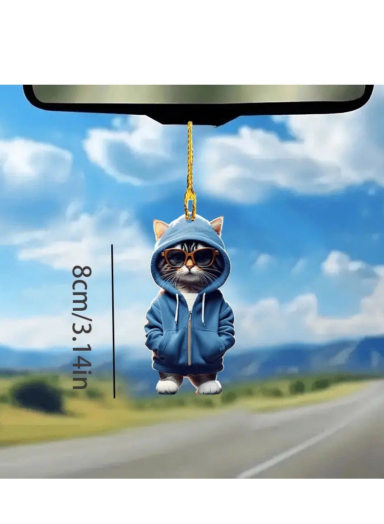 PAMEER Charming 3.14-Inch Acrylic Cat Pendant, Multipurpose 2D Hanging Charm, for Car Mirror, Backpack, Home Decor, Keychain, Ideal Gift for Him or Her  - Image 2