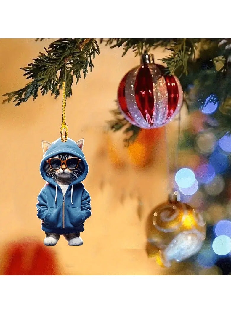 PAMEER Charming 3.14-Inch Acrylic Cat Pendant, Multipurpose 2D Hanging Charm, for Car Mirror, Backpack, Home Decor, Keychain, Ideal Gift for Him or Her  - Image 4