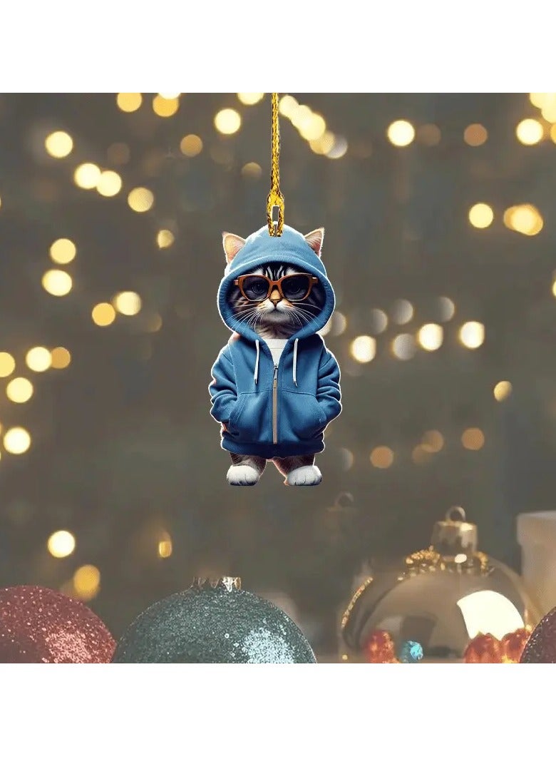 PAMEER Charming 3.14-Inch Acrylic Cat Pendant, Multipurpose 2D Hanging Charm, for Car Mirror, Backpack, Home Decor, Keychain, Ideal Gift for Him or Her  - Image 5