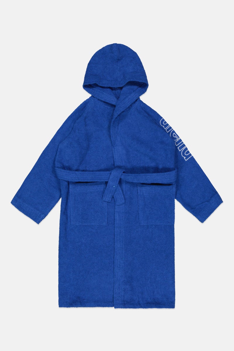 arena Kids Boy Hooded Tie Waist Robe, Blue - Image 1
