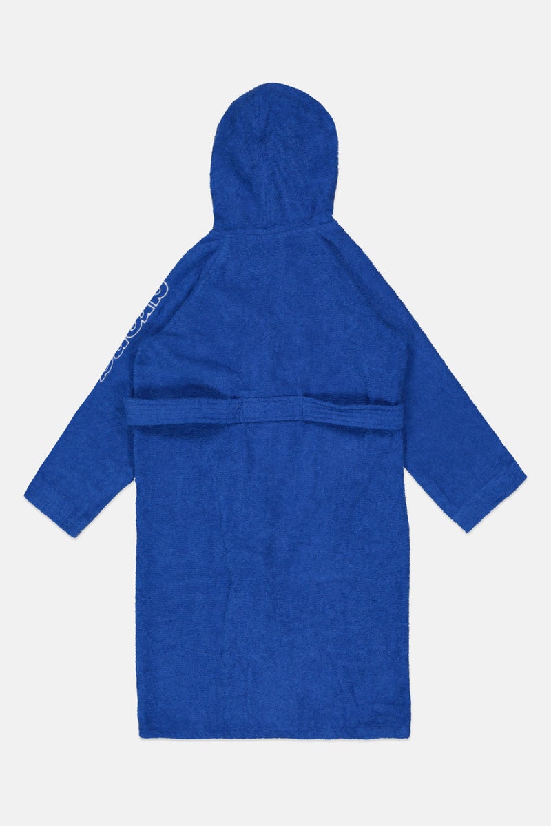 arena Kids Boy Hooded Tie Waist Robe, Blue - Image 2