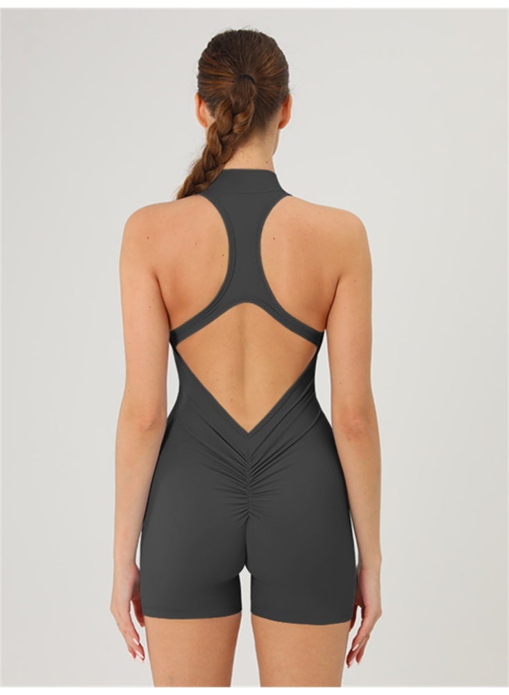 general Backless Zipper Short Yoga Jumpsuits Gym Tracksuits Women Sport One Piece Bodysuits Sportswear - Image 2