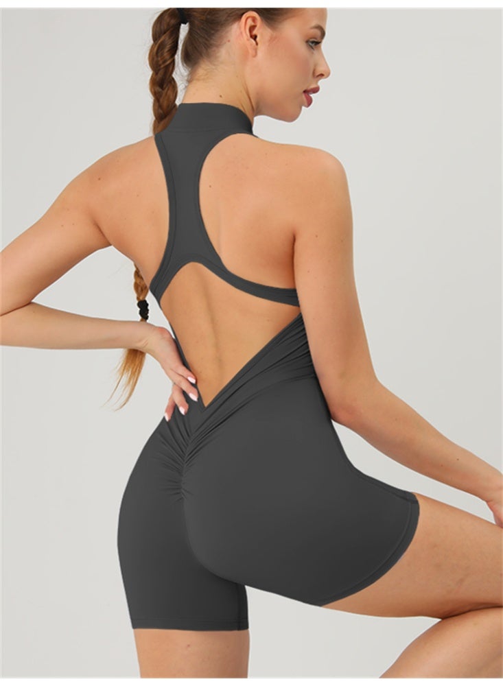 general Backless Zipper Short Yoga Jumpsuits Gym Tracksuits Women Sport One Piece Bodysuits Sportswear - Image 1