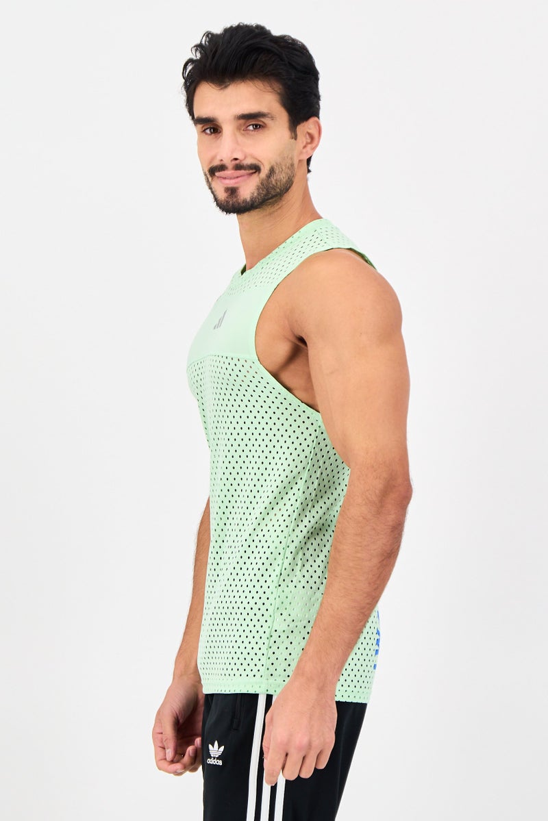 Adidas Men Sportswear Fit Sleeveless Running Tank, Mint Green - Image 4
