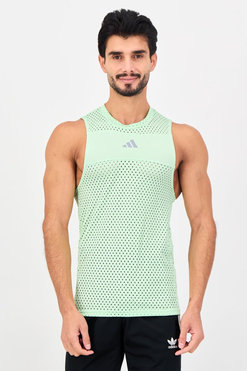 Adidas Men Sportswear Fit Sleeveless Running Tank, Mint Green - Image 1