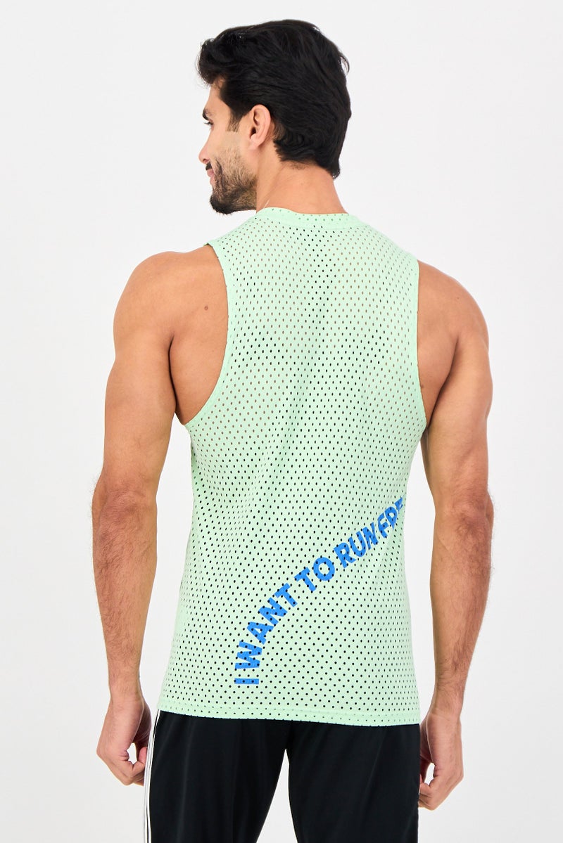 Adidas Men Sportswear Fit Sleeveless Running Tank, Mint Green - Image 3