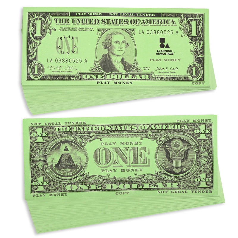 LEARNING ADVANTAGE One Hundred Dollar Play Bills Set of 50 100 Paper Bills Designed and Sized Like Real US Currency Teach Currency Counting and Math with Play Money - Image 2