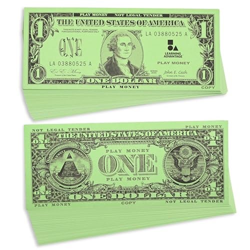 LEARNING ADVANTAGE One Hundred Dollar Play Bills Set of 50 100 Paper Bills Designed and Sized Like Real US Currency Teach Currency Counting and Math with Play Money - Image 1