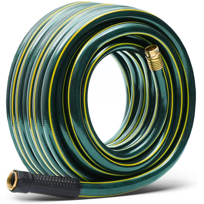 Solution4Patio Expert in Garden Creation Solution4Patio Long Green Garden Hose 34 in x 50 ft Kink Free No Leaking MaleFemale Fittings Heavy Duty Durable Flexible Lightweight Water Pipe Brass Aluminum Ends for Household Commercial