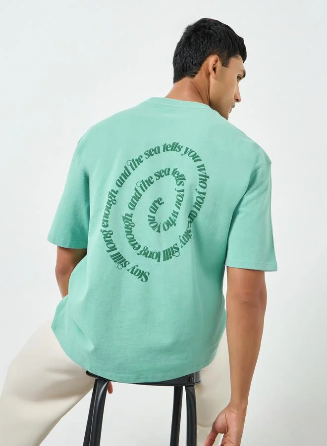 Styli Men Text Print Cotton Oversized T-Shirt