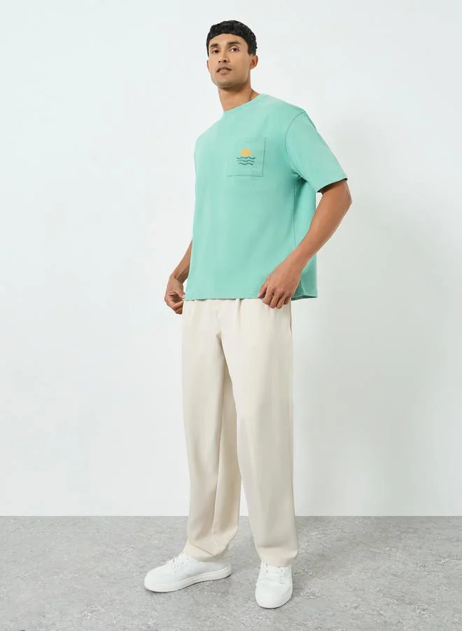 Styli Men Text Print Cotton Oversized T-Shirt