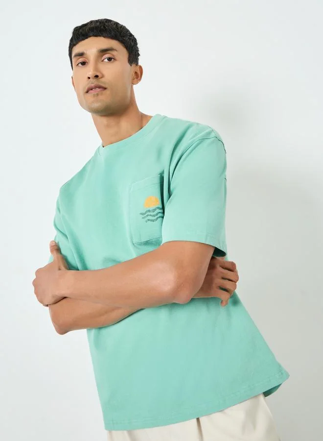 Styli Men Text Print Cotton Oversized T-Shirt