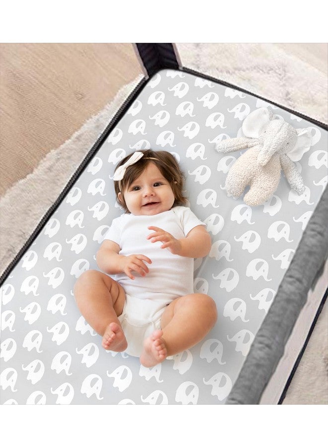 Cambria Baby 100% Organic Cotton Fitted Sheets For Graco Pack N Play, Babyletto, Pamo Babe, Hiccapop, Dream On Me, Evenflo, Baby Trend, Hygge Hush Portable/Mini Crib/Playards, Beka Bedside Bassinet 2 Pk - Image 2