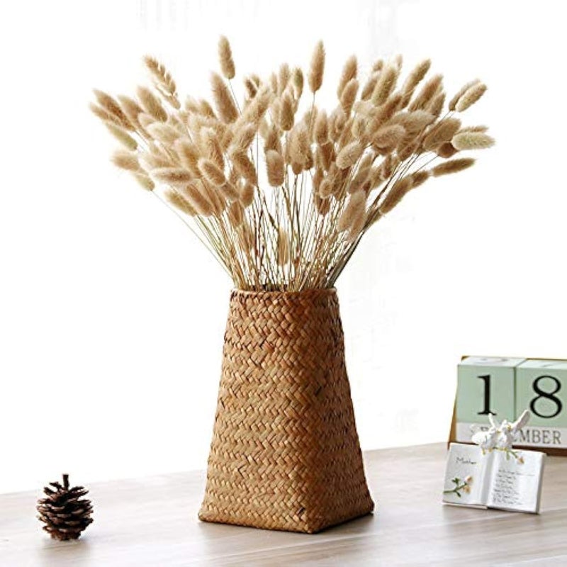 Natural Seaweed Weave Basket Pastoral Rattan Vase Bamboo Weaving Room Flower Arranger Gypsophila Dried Flower Vase Decoration B