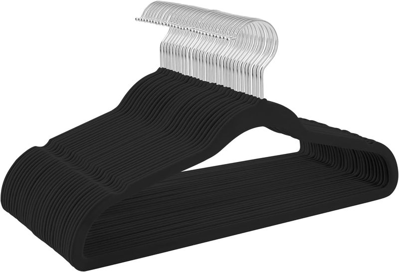 ARLICORPING Premium Velvet Hangers - Non-Slip, Ultra Thin, Space Saving, 360 Degree Swivel Hook Clothes Hangers (Black Velvet, 40) - Image 1