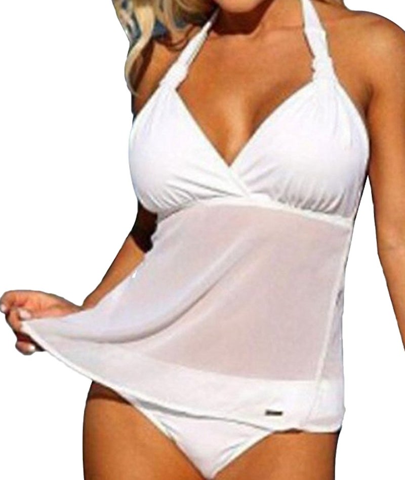 Hot Selling Swimsuit Mesh Pattern Split Swimsuit Women's Bikini Plus Fertilizer Plus Swimwear Bikini Manufacturers white XL - Image 1