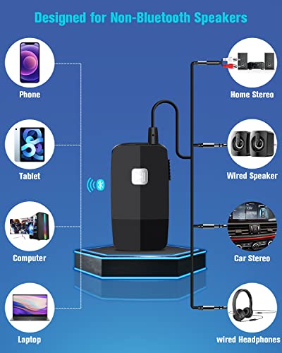 Golvery Upgraded Bluetooth 5.4 Receiver for Speaker, Wireless Audio Adapter for Home Audio Car Stereo with 3.5mm RCA Jack, 20 Hours Playtime, Dual Connection to 2 Phones, Easy Control ON/Off Slider - Image 3