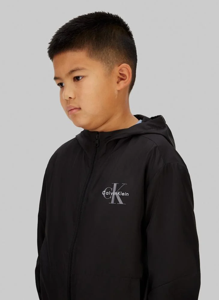 Calvin Klein Jeans  Youth Logo Quilted Bomber Jacket With Hood for Men | Best Price UAE