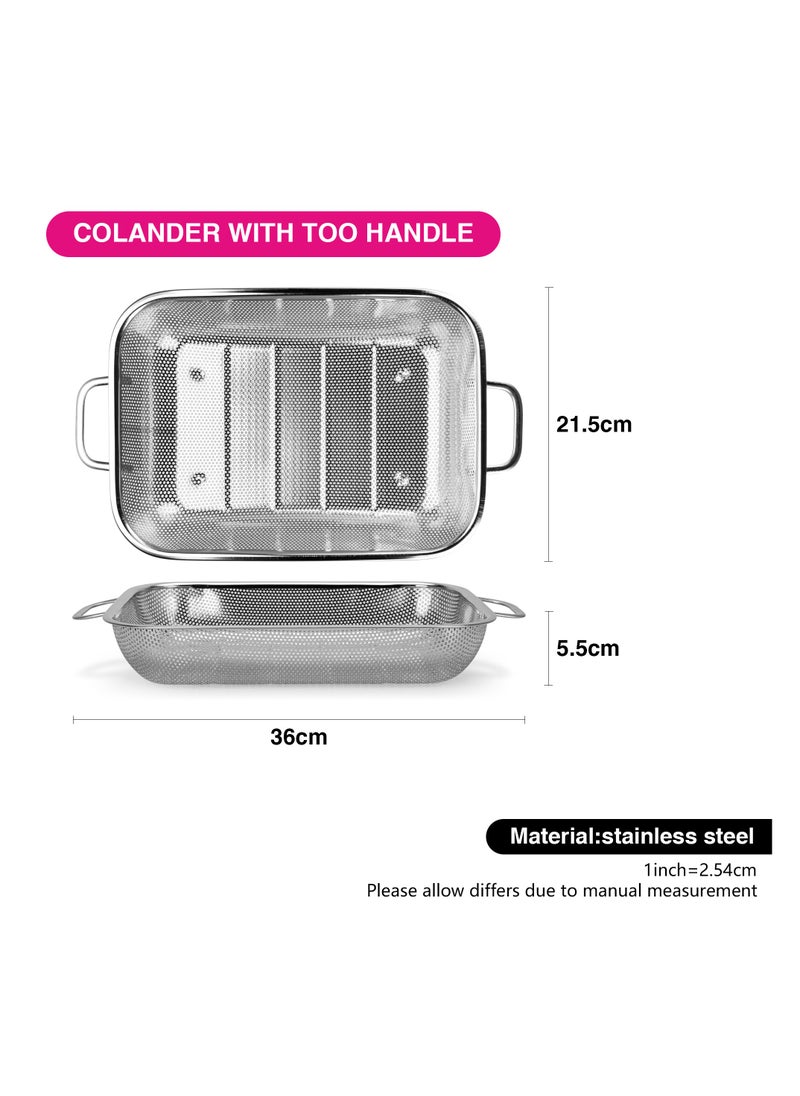Rectangle Colander 36x21.5cm, Stainless Steel Mesh