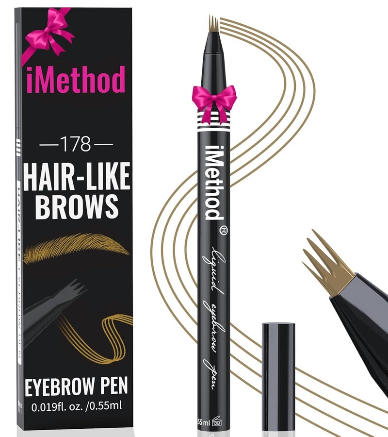iMethod Eyebrow Pen  Eyebrow Pencil with Micro 4Fork Tip Microblading Eyebrow Pen for Natural HairLike Brows LongLasting Eye Brow Pencils for Women Smudgeproof Light Brown