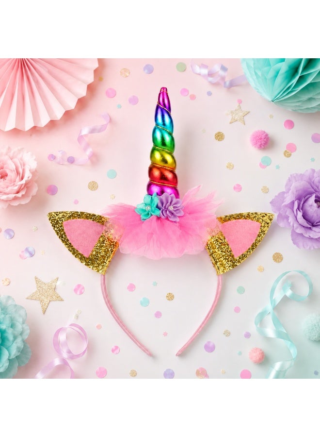 vsell24 Pack of 2-Unicorn Glitter Headband for Girls – Stylish Rainbow Hairband for Toddlers & Kids, Birthday Party, Dress-Up, Princess Costume & Party Supplies - Image 5