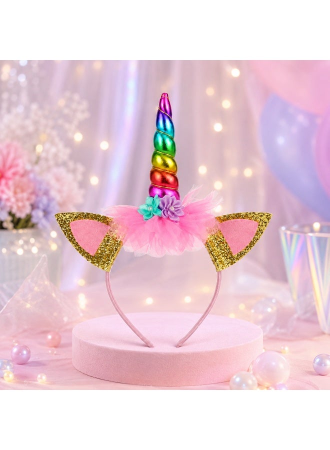 vsell24 Pack of 2-Unicorn Glitter Headband for Girls – Stylish Rainbow Hairband for Toddlers & Kids, Birthday Party, Dress-Up, Princess Costume & Party Supplies - Image 3