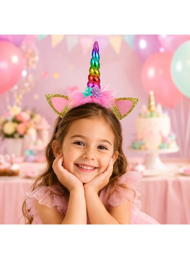 vsell24 Pack of 2-Unicorn Glitter Headband for Girls – Stylish Rainbow Hairband for Toddlers & Kids, Birthday Party, Dress-Up, Princess Costume & Party Supplies - Image 4