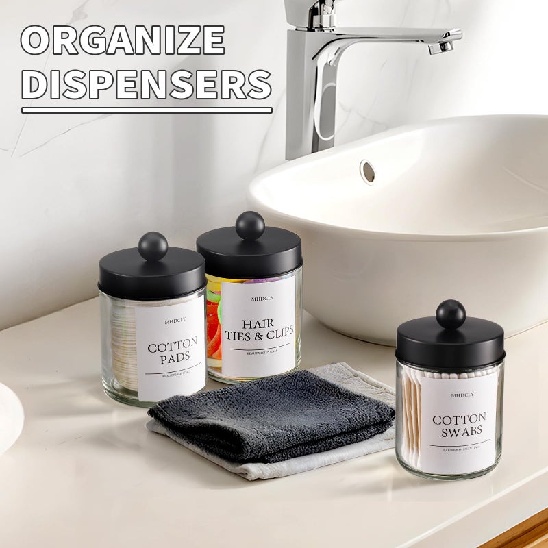 MHDCLY Bathroom Organizers and Storage,4 Pack Bathroom Accessories,Bathroom Decor,Home Decor,Bathroom Storage and Organization,Qtip Holder for Room Decor Aesthetic (Black lids) - Image 3
