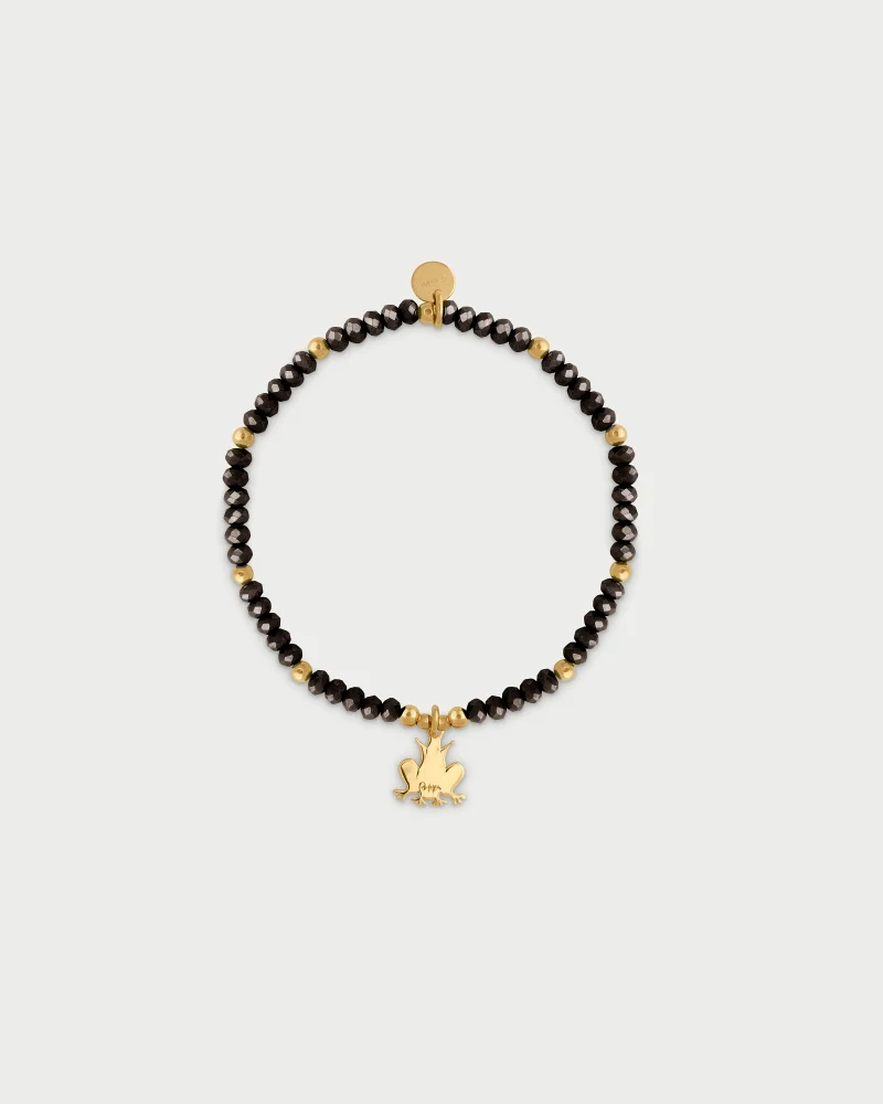 Rue Des Mill Elastic bracelet with micro stones and frog pendant - Yellow Gold
