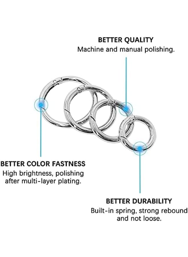 20PCS Spring O Ring, Zinc Alloy Round Carabiner Snap Trigger Buckle, Hooks Clip DIY Accessories 4 Styles for Key Chains, Bag, Purse and Handbag (Silver) - Image 3