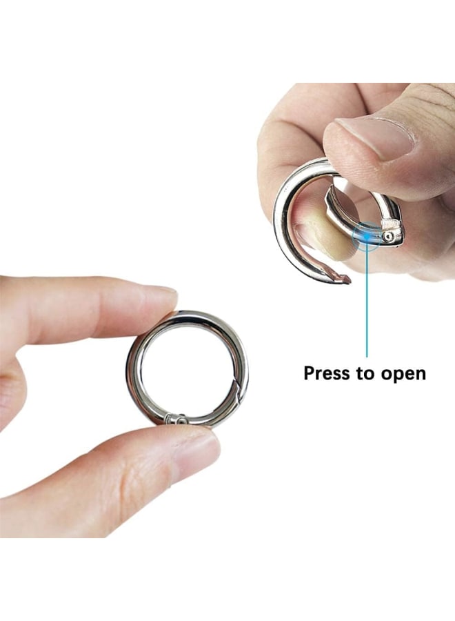20PCS Spring O Ring, Zinc Alloy Round Carabiner Snap Trigger Buckle, Hooks Clip DIY Accessories 4 Styles for Key Chains, Bag, Purse and Handbag (Silver) - Image 4