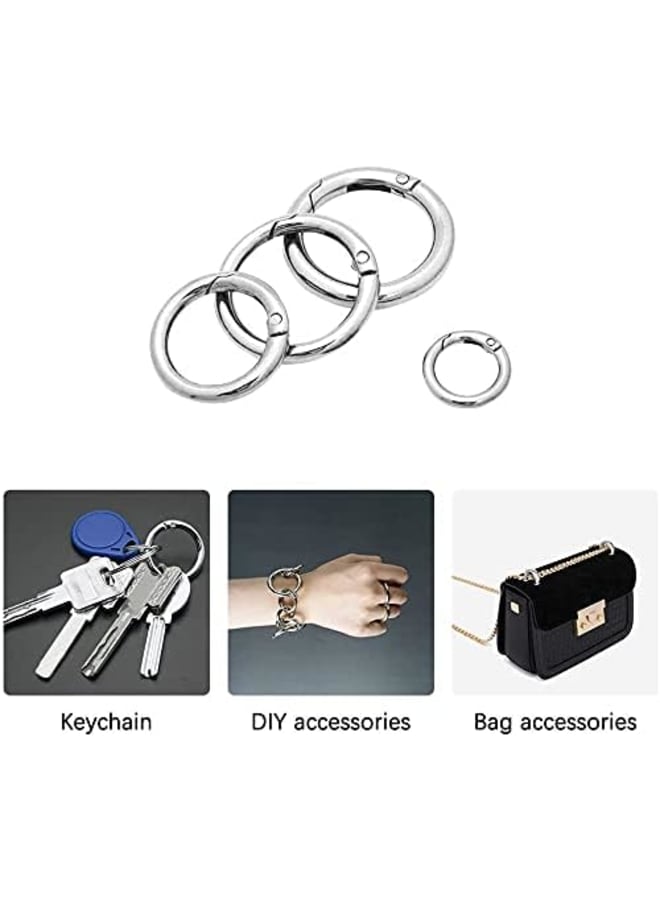 20PCS Spring O Ring, Zinc Alloy Round Carabiner Snap Trigger Buckle, Hooks Clip DIY Accessories 4 Styles for Key Chains, Bag, Purse and Handbag (Silver) - Image 5