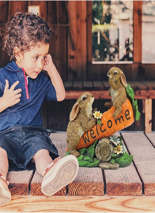 Design Toscano Design Toscano HF317387 Bunny Bunch Rabbits Outdoor Garden Statue Welcome Sign, 10 Inch, Full Color  - Image 2