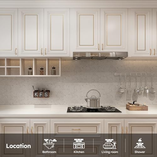 Diflart Carrara White Marble Mosaic Tile, 1 Inch Penny Round, Polished, Natural Marble Backsplash Tiles for Kitchen Bathroom Wall Floor, Pack of 5 Sheets - Image 2