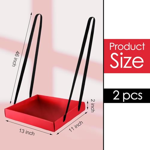 Junkin 2 Pcs Wearable Party Tray Snack and Beverage Carrier Foldable Drink Carriers Drink Holder Movie Snack Trays with Strap Halloween Costume Accessory Prop with 4 Ribbons, 2 x 11 x 13 Inches (Red) - Image 2
