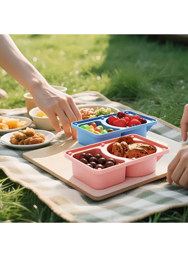 Blue Rectangular Silicone Lunch Box with Flip Top Lid Dishwasher Safe Container - Image 1