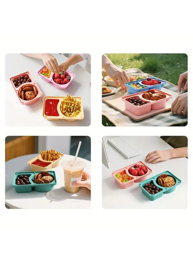 Blue Rectangular Silicone Lunch Box with Flip Top Lid Dishwasher Safe Container - Image 2