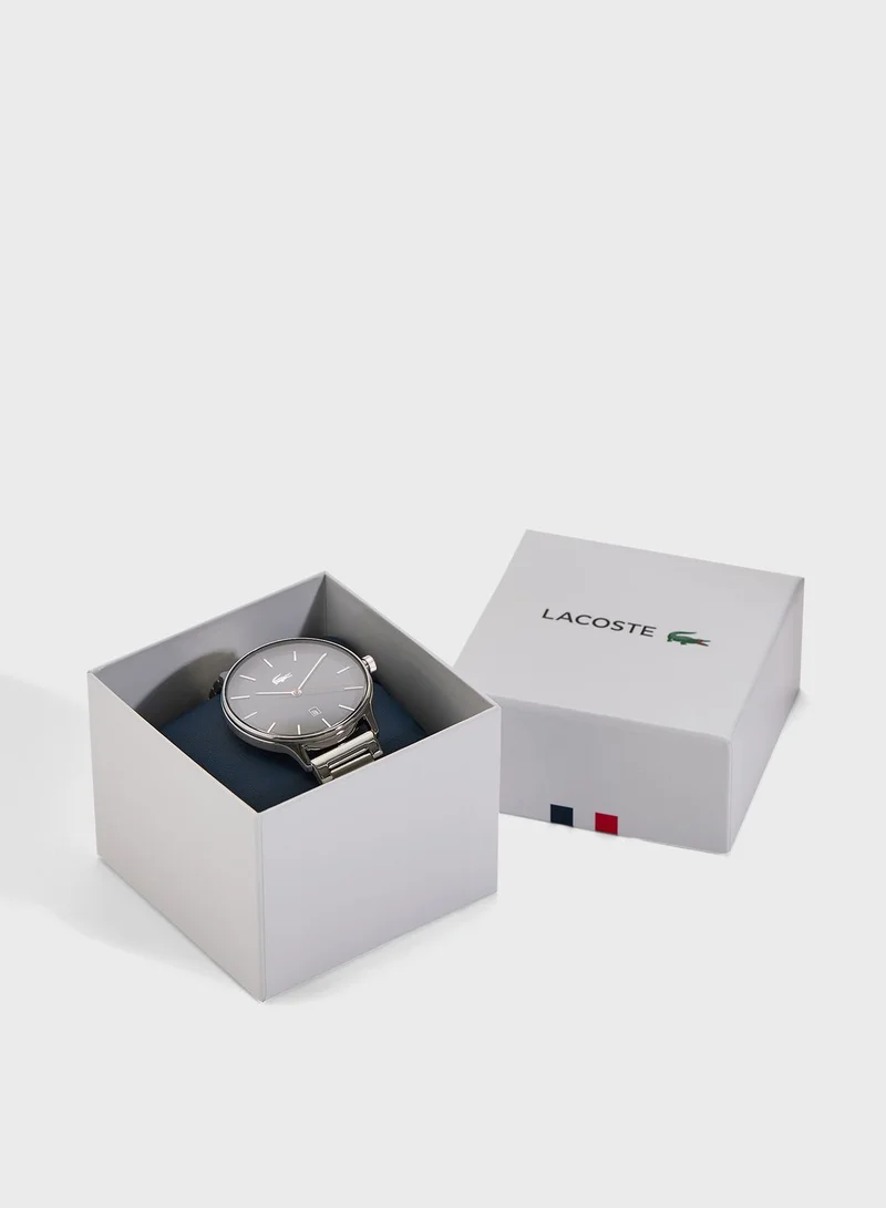 لاكوست ساعة بعقارب وسير فولاذي