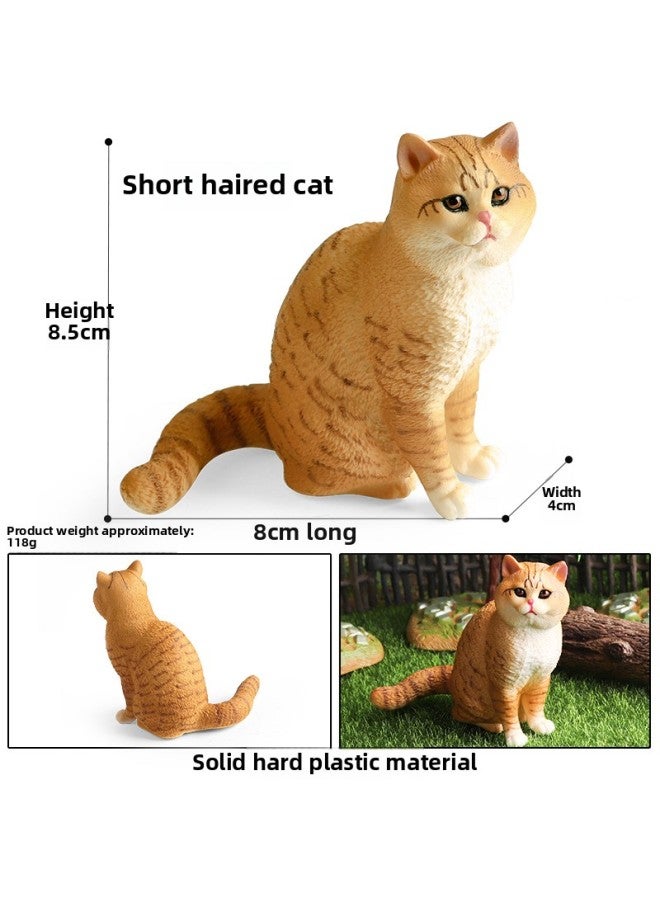 Children's Simulation Animal Model Toy Plastic Cognitive Solid Domestic Cat Pet Cat Puppet Puppet Scene Ornaments Hand-held-Color:M-3132 Yellow Short-haired Cat  - Image 1