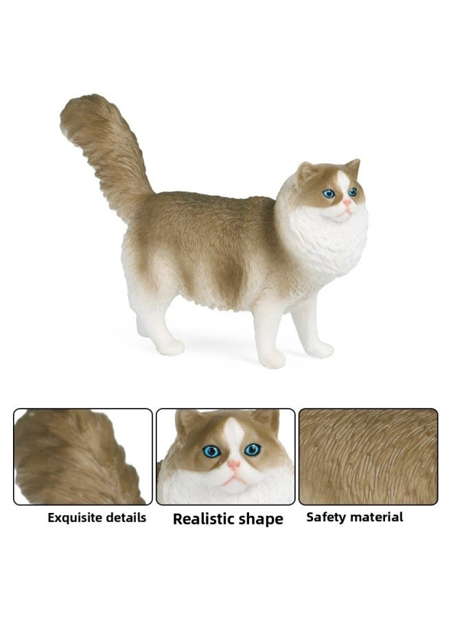 Children's Simulation Animal Model Toy Plastic Cognitive Solid Domestic Cat Pet Cat Puppet Puppet Scene Ornaments Hand-held-Color:M-3132 Yellow Short-haired Cat  - Image 5