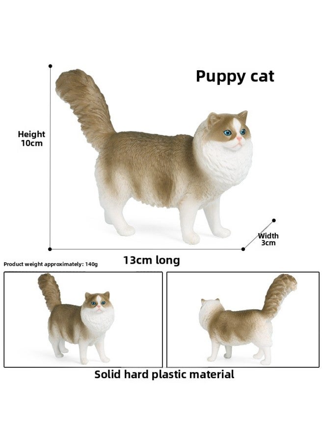 Children's Simulation Animal Model Toy Plastic Cognitive Solid Domestic Cat Pet Cat Puppet Puppet Scene Ornaments Hand-held-Color:M-3132 Yellow Short-haired Cat  - Image 4