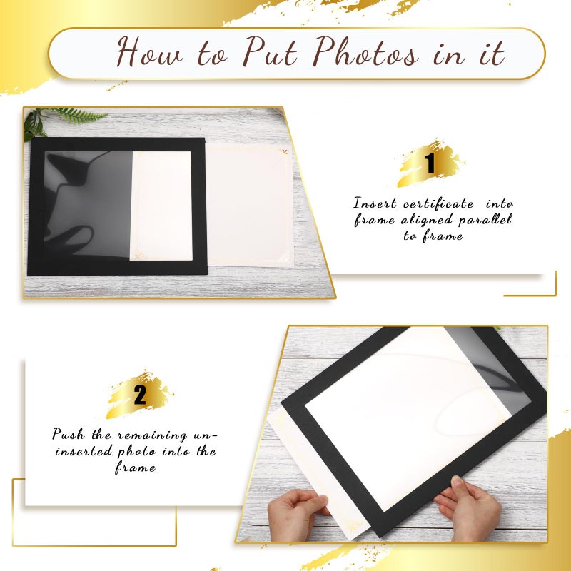 Tatuo 50 Pcs 8.5 x 11 Paper Picture Frames Document Frame Horizontal Paper Certificate Holders Display Gallery Wall Frame Art Tabletop Frames with Easel Photo Certificates Papers Diplomas (Black) - Image 4