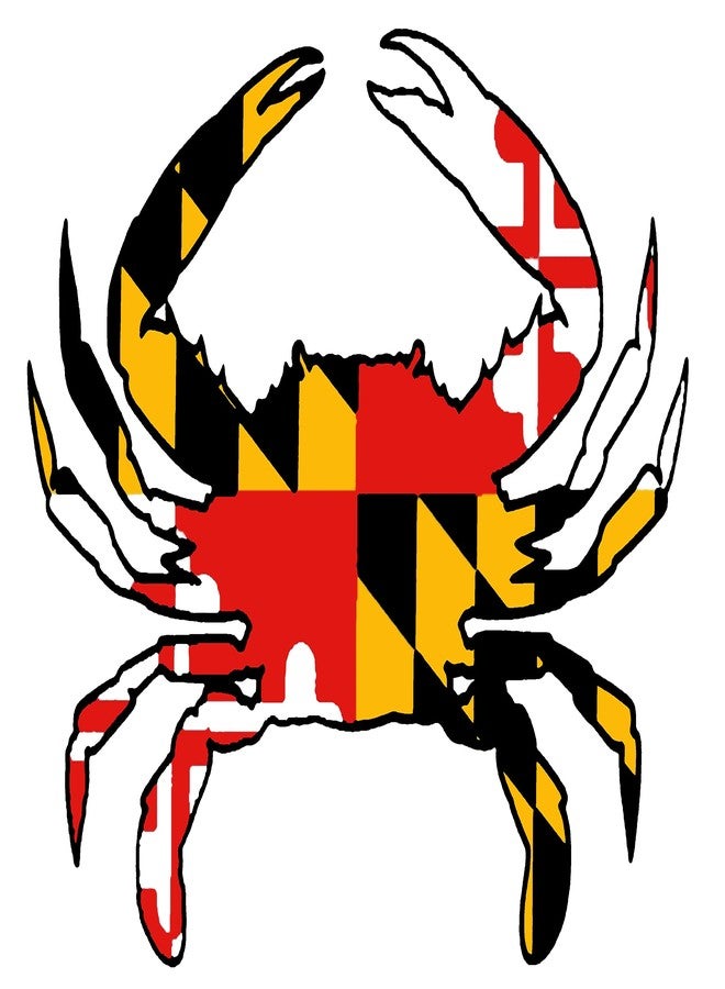 Maryland Crab Sticker ( 7 x 5.5 ) MD State Flag Decal Wheezeway - Image 1
