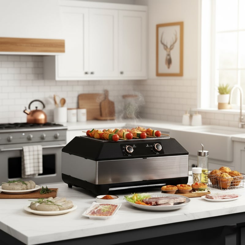 ETG Premium American Electric BBQ Grill - Compact Countertop Rotisserie Oven for Juicy Rotisserie Chicken, Meats & Vegetables, Perfect for Backyard Grilling & Home Cooking - Image 3