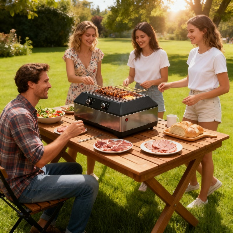 ETG Premium American Electric BBQ Grill - Compact Countertop Rotisserie Oven for Juicy Rotisserie Chicken, Meats & Vegetables, Perfect for Backyard Grilling & Home Cooking - Image 2