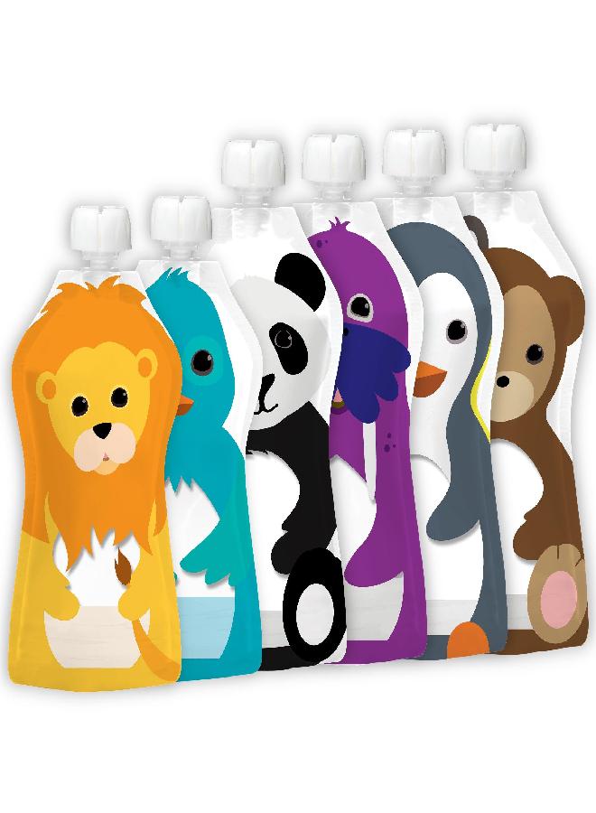 Squooshi SQUOOSHI Assorted Sizes Reusable Food Pouches - 4 Large + 2 Small Pouches - 5 oz + 3.4 oz  - Image 1