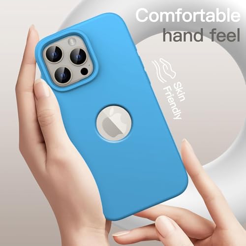 Elzzi Microfiber Cover Compatible for iPhone 16 Pro Case Liquid Silicone Cases Shockproof Cover Back Cover with High Raised Camera Lips (6.3 inch, Aqua) - Image 4