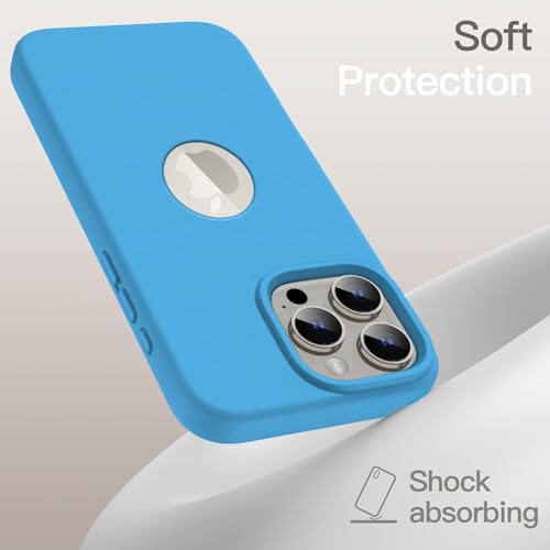 Elzzi Microfiber Cover Compatible for iPhone 16 Pro Case Liquid Silicone Cases Shockproof Cover Back Cover with High Raised Camera Lips (6.3 inch, Aqua) - Image 2