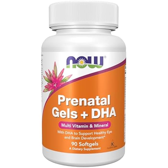 NOW Supplements, Prenatal Gels + DHA with 250 mg DHA per serving, plus Borage Oil (GLA), 90 Softgels - Image 1